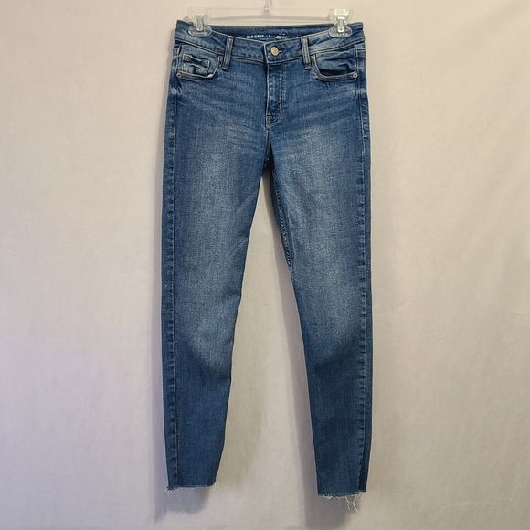 Old Navy Rockstar Super Skinny Jeans Mid Rise Women's 2 Raw Hem - Picture 2 of 10